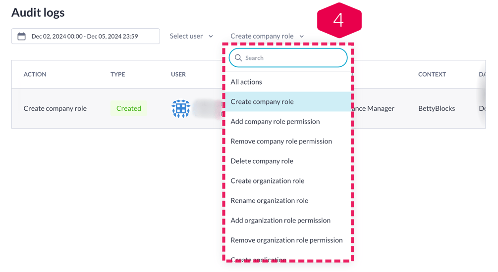 Using audit logs in My Betty Blocks