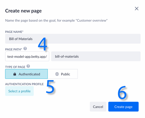 Creating a new page window