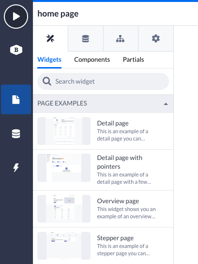 Building a page with widgets