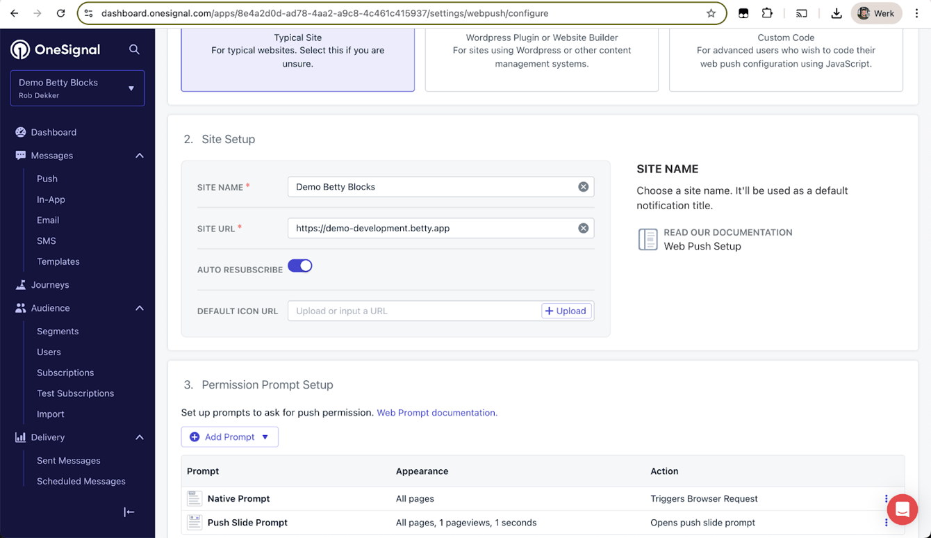 Connecting with OneSignal for push notifications